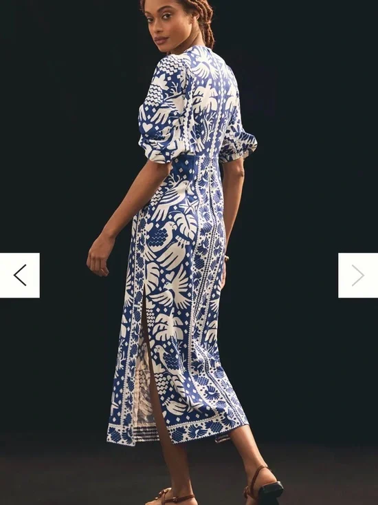 FARM Rio Blue and White Botanical Cutout Maxi Dress NWT Size Small - Picture 4 of 12